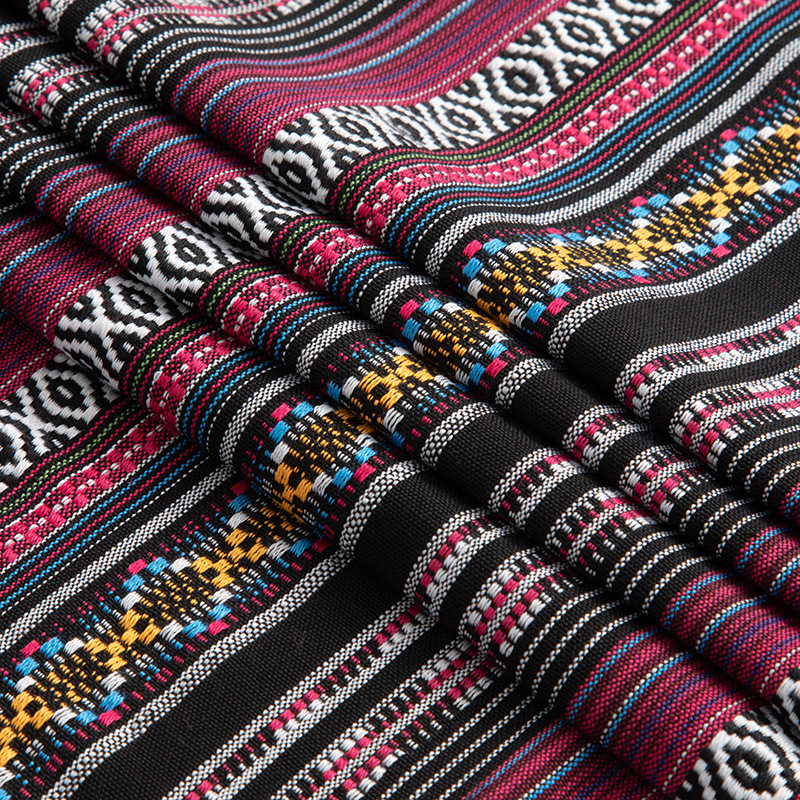 布料少数民族提花布波西米亚云南海南苗族彩色编织布裙子衣服面料