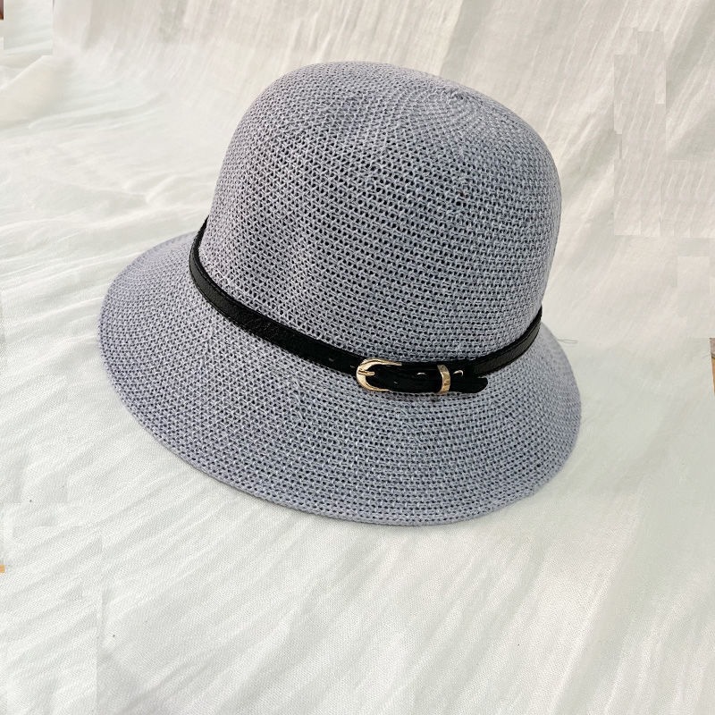 Western Style All-Match Summer Sun Hat Women's Sun Hat Basin Hat New Western Style Leather Buckle Fisherman Hat Foldable