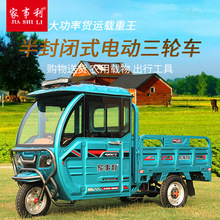 半封闭式电动三轮车油电两用载货家用带棚载重拉货成人载货电瓶车