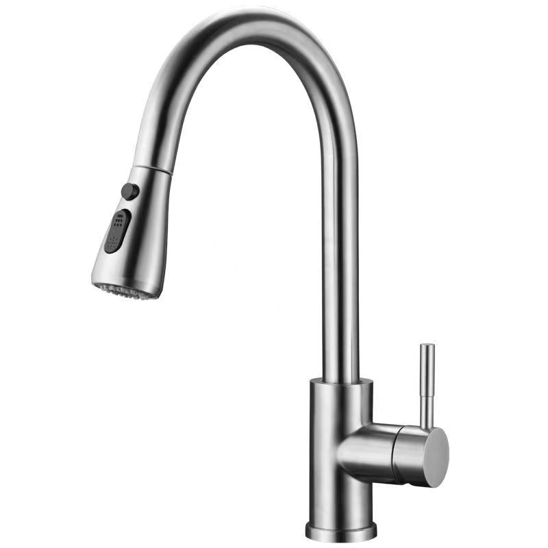 Cross-Border 304 Stainless Steel Pull-out Faucet Vegetable Basin Sink Universal Kitchen Vegetable Basin Hot and Cold Faucet Water Tap