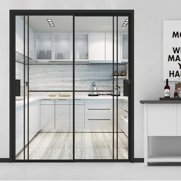 16极窄厨房推拉门 阳台推拉门玻璃隔断移门 钛镁合金推拉门吊趟门