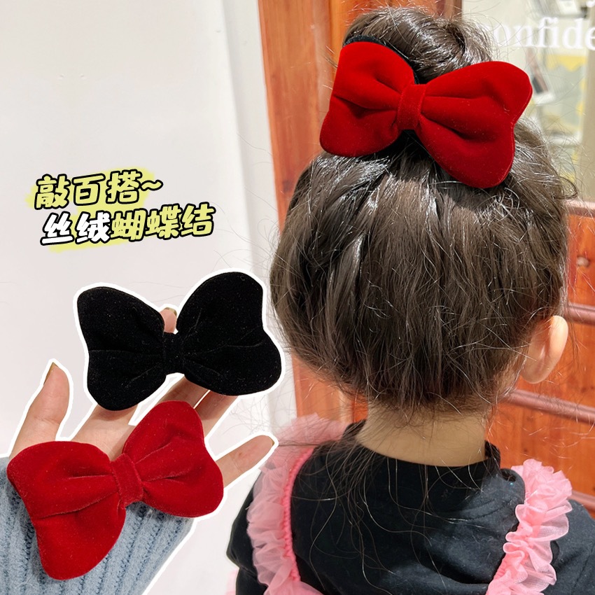 Children Red Bowknot Barrettes Girl Cute Princess Hairpin Baby Girl National Day Little Girl Archaistic Headdress