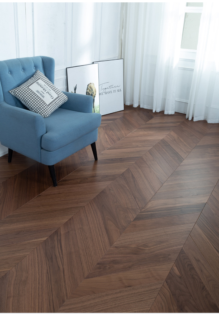 黑胡桃人字拼锁扣鱼骨拼木地板15mm多层实木地板家用地暖厂家直销