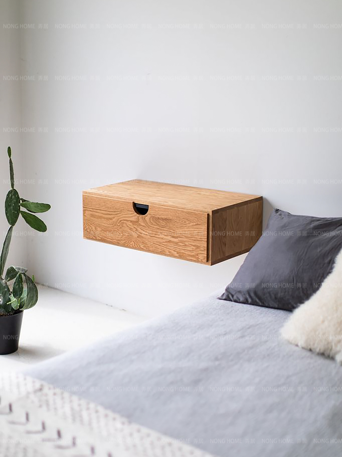 弄居|北欧极简实木床头柜日式简约壁挂悬浮床边柜子储物卧室家具