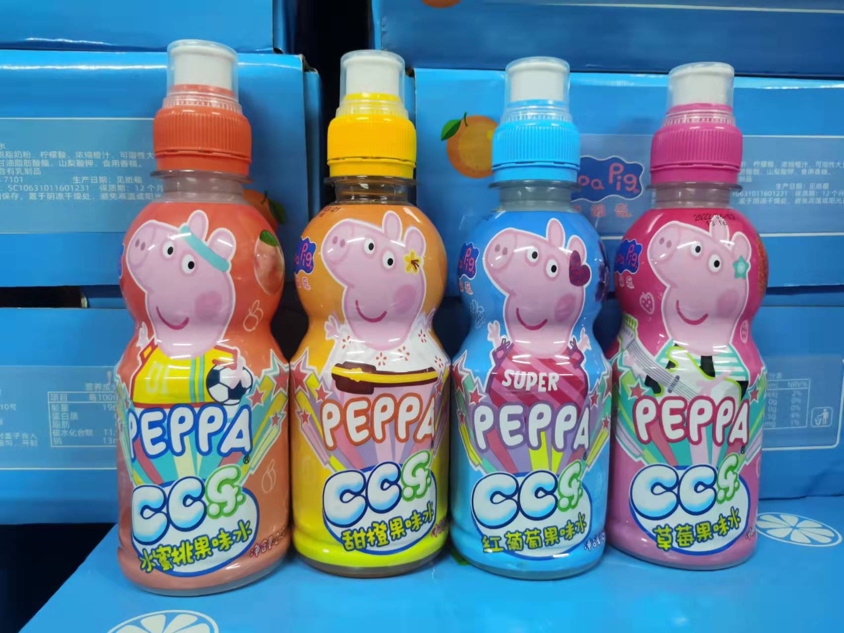 批发cc乐气泡果味水245ml整箱网红儿童小猪佩奇饮料24瓶*箱
