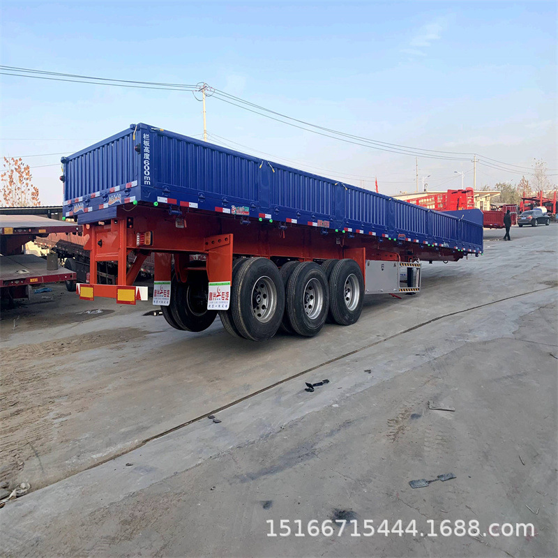 13米侧翻半挂车自重6吨拉60吨 骨架侧翻 花栏侧翻半挂车二手全新