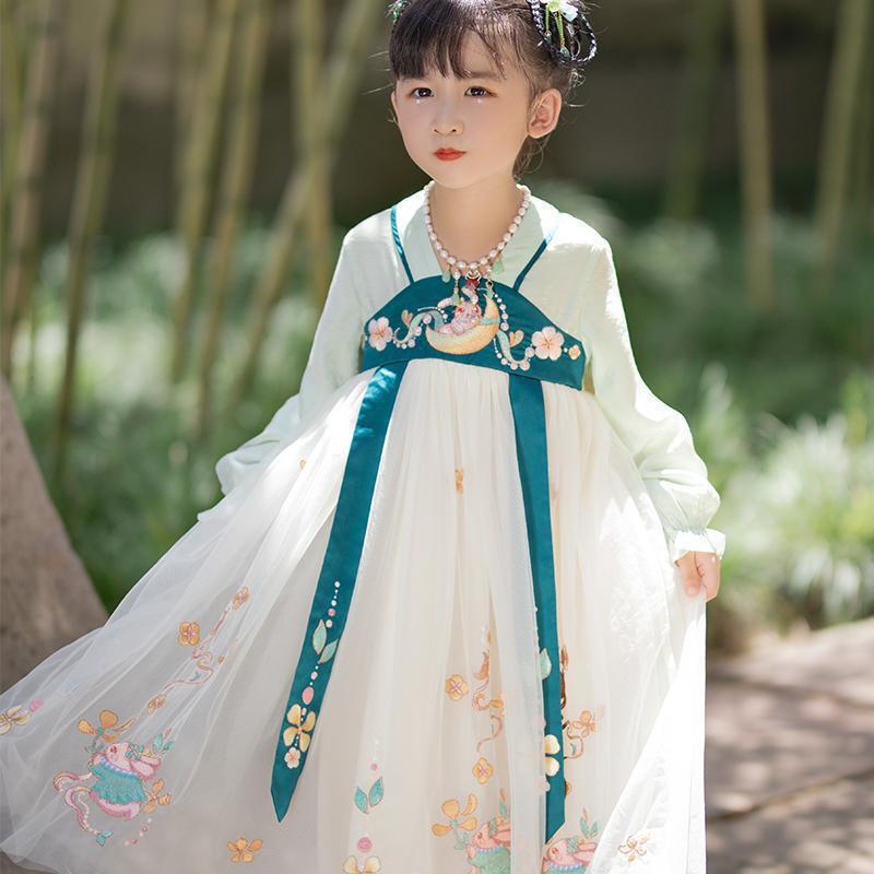 女童汉服春秋超仙古装中国风儿童公主裙洋气小女孩连衣裙学生唐装