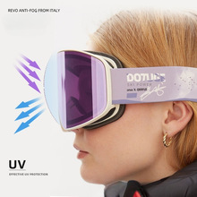 跨境外贸磁吸滑雪镜眼镜运动无边框双层防雾滑雪用品现货滑雪眼镜