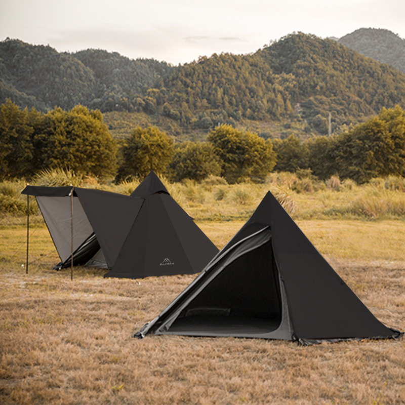 Kuituo Outdoor Tent Mountain Guest BLACK TOWER Silver-Coated Spire Double-Sheet Tent Waterproof a Tower Tent Camping Black Tent