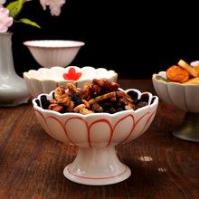 三分烧日式料理水果碗个性创意陶瓷客厅干果碗下午茶高脚点心盘