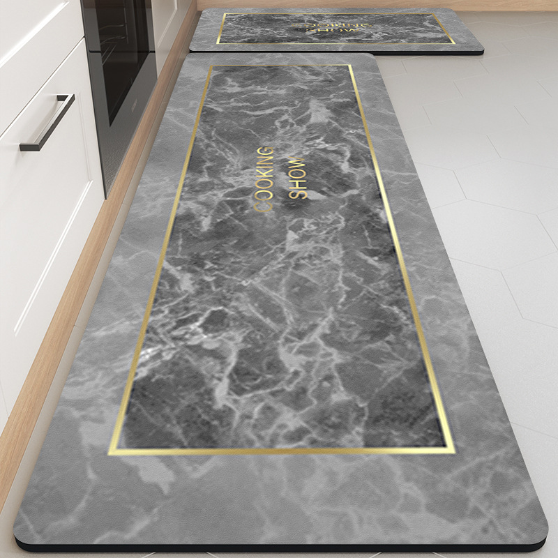 Soft Diatom Ooze Kitchen Floor Mat Oil-Absorbing Cleaning-Free Household Stain-Resistant Absorbent Wear-Resistant Cushion Washable Strip Mat
