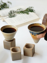 ins 风日式复古陶瓷手工做旧粗陶创意杯子意式中古拉花咖啡杯水杯