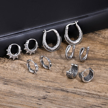 不锈钢u形耳环复古旧做 个性钛钢配饰 泉溪水饰品 eh-603-阿里巴巴