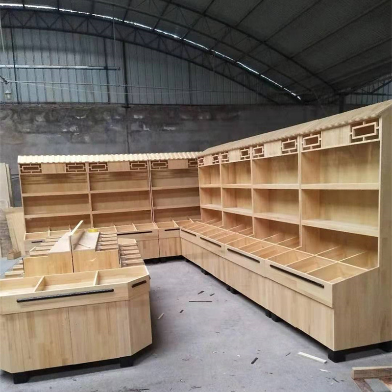 实木超市五谷杂粮柜 散称食品展示架干货移动干果柜炒货店整体