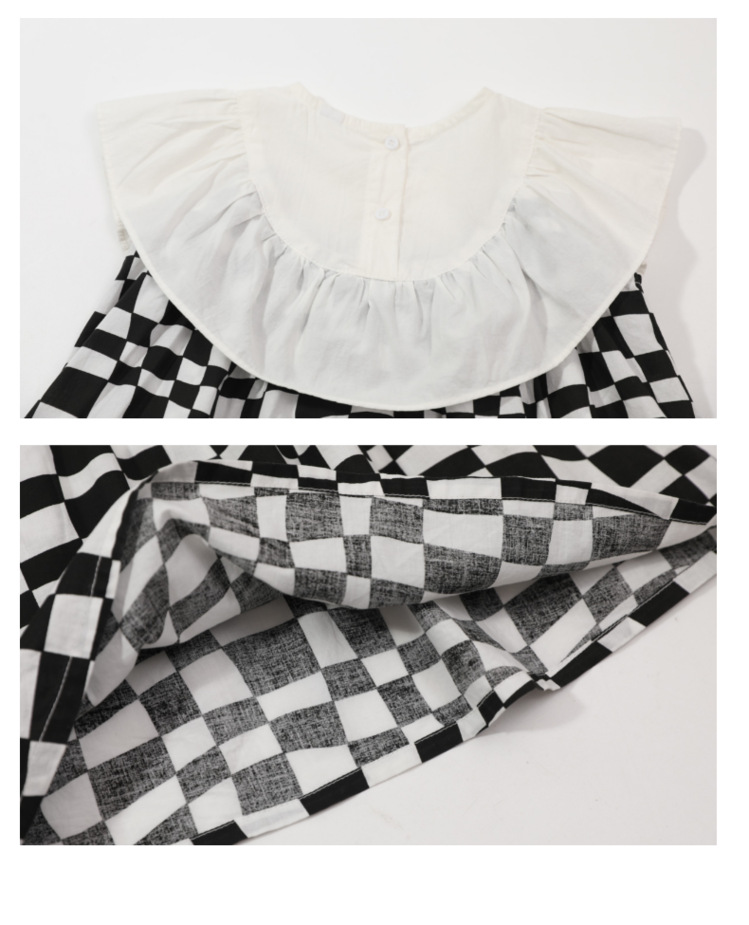 女童洋气网红连衣裙儿童夏季棉布格子裙小女孩宝宝公主裙夏天裙子