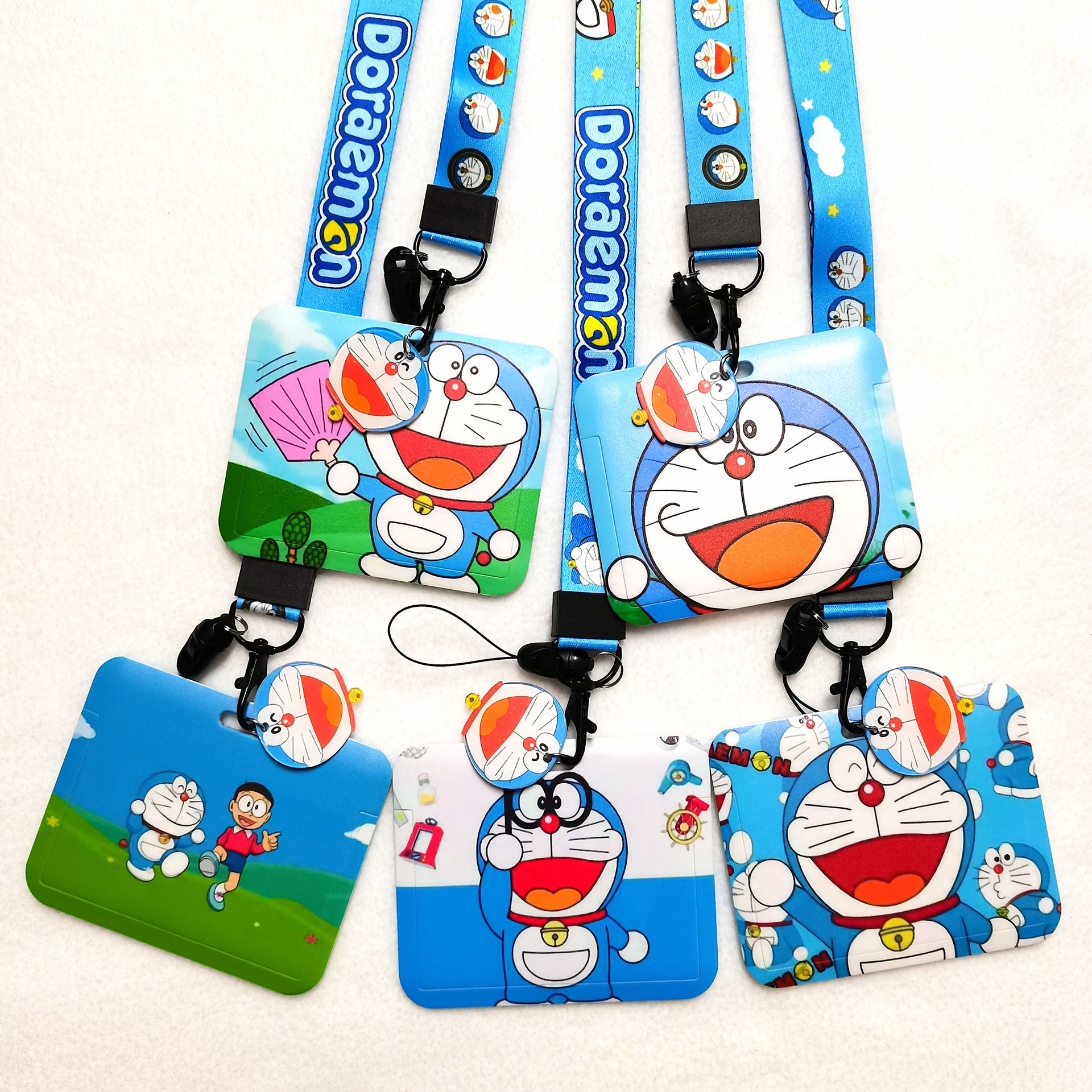 卡通叮当猫机器猫学生胸卡套长绳挂脖羊城通卡防丢门禁卡八达通套