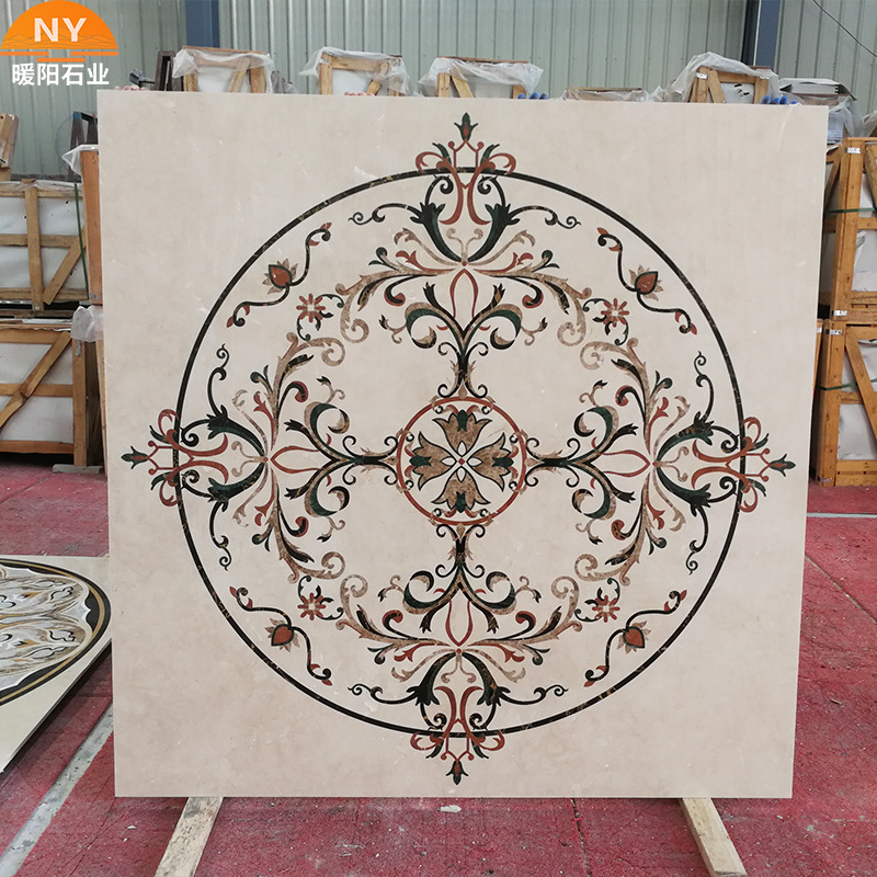 天然大理石水刀拼花客厅过道玄关地面别墅酒店大堂全屋来图设计