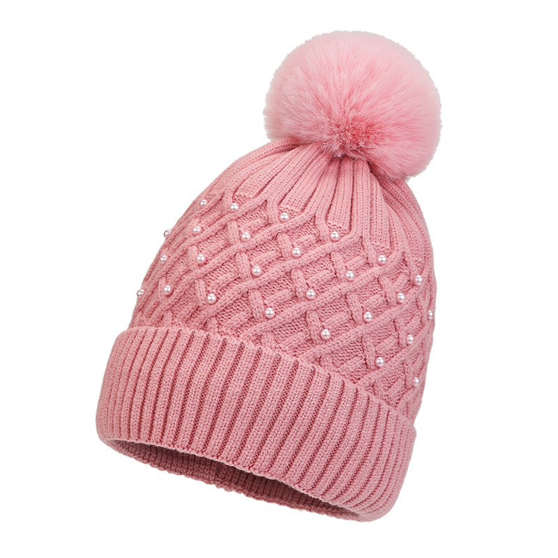 Hat Women's New Korean Style Fashion Student Winter Beanie Hat Fur Ball Big Head Circumference Knitted Hat Riding Woolen Cap