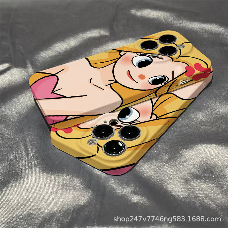 网红可爱生气女孩苹果13promax手机壳iphone14菲林壳12全包11硬壳