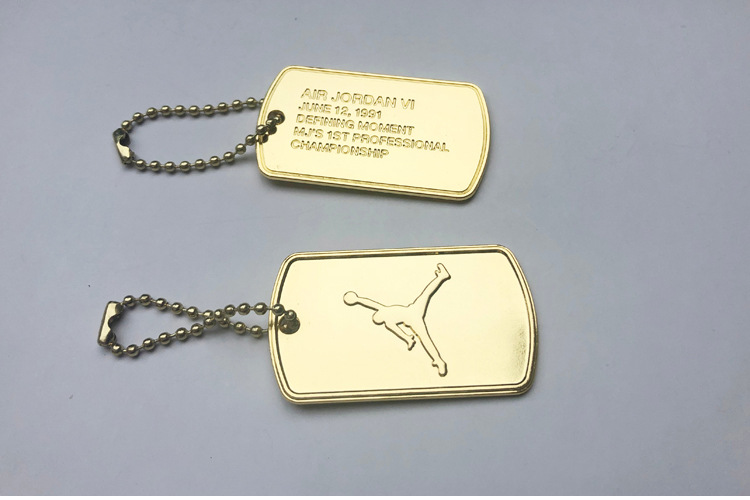 适配aj1 4 5 13 aj6dmp金色吊牌金属vi黑金篮球鞋吊牌个性潮diy