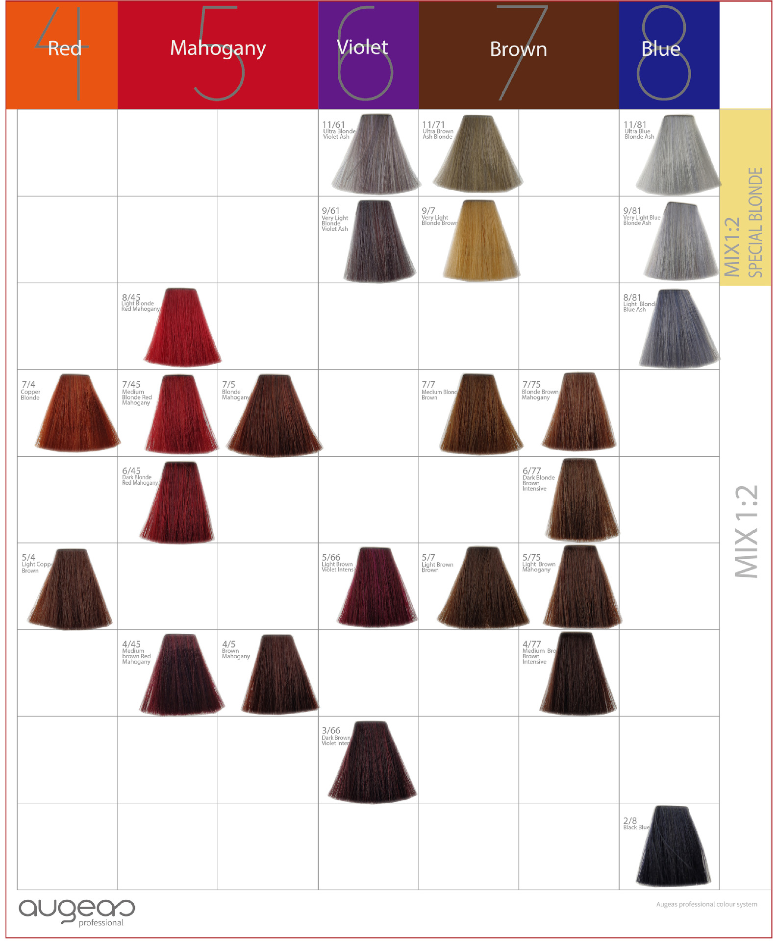 奥格雅思毛板色卡微潮色染发剂色彩对照毛朵发廊用色板68个颜色