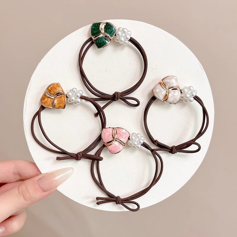 气质扎头发橡皮筋高弹力耐用发绳女韩版珍珠头绳感发圈皮套-阿里巴巴