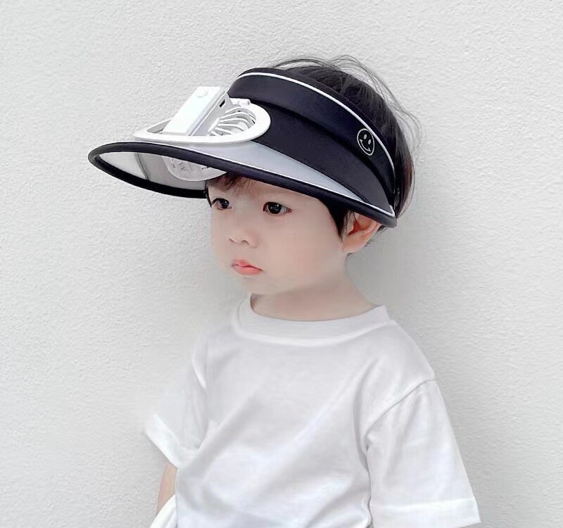 New Hat Fan Children Cap with Fan Fresh Printing Topless Hat Adult Cap Boys and Girls Sun Protection Hat Sun Hat