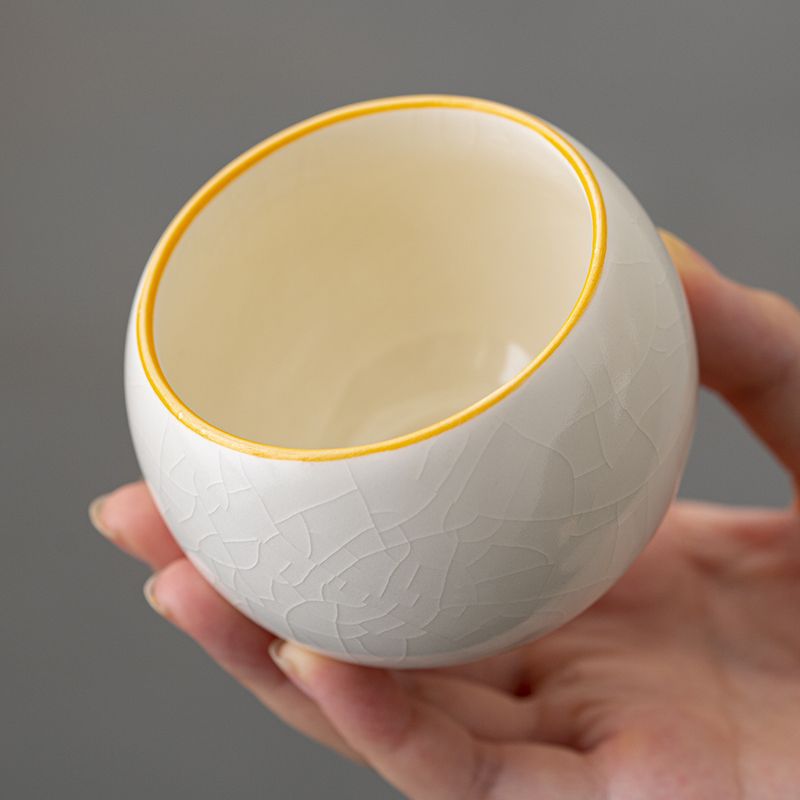 哥窑龙蛋主人杯茶杯个人专用陶瓷茶杯大师级网红爆款建盏功夫茶杯