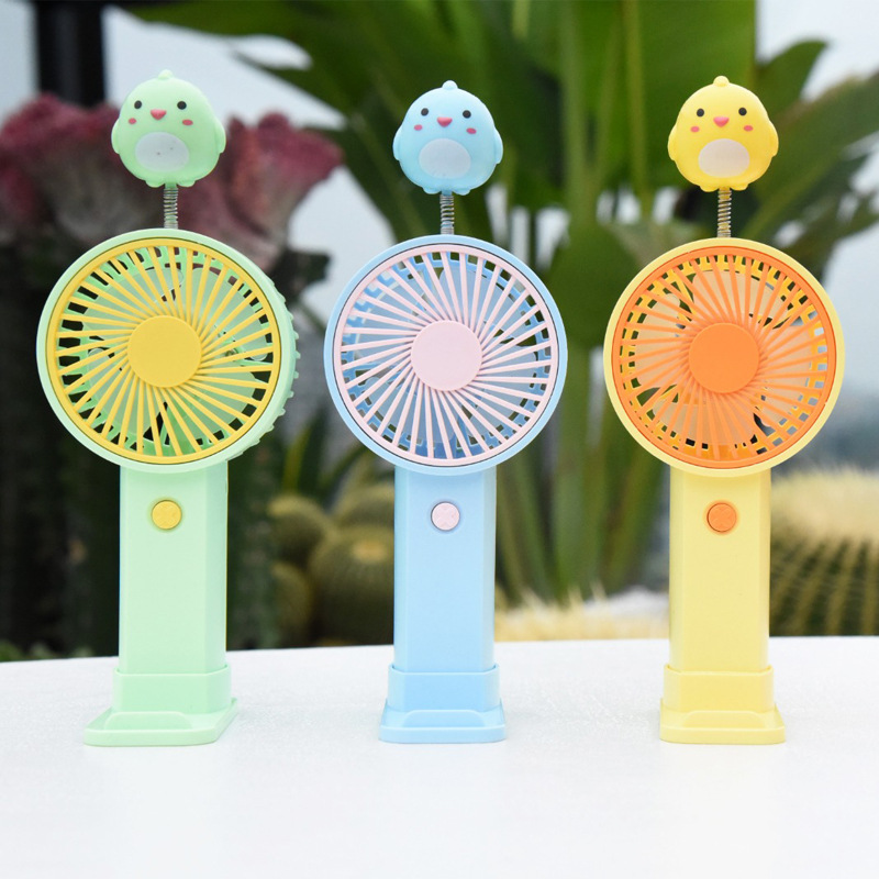 2023 New Rocking Chicken USB Small Fan Charging with Base Children Portable Hand-Held Electric Fan Gift