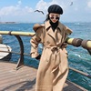 Real shot Khaki Fur coat Mid length version 2022 winter new pattern temperament Popular Two-sided Woollen cloth overcoat