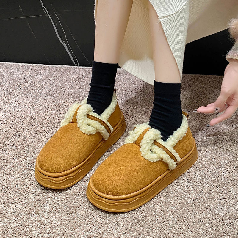 2023 Boken Cotton-Padded Shoes for Women Non-Slip Cotton Shoes Outdoor Indoor and Outdoor Home Office All-Matching Korean Cotton Shoes