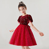 Europe and America children Dress skirt Flower girl puff sleeve David Princess Dress Little Girl birthday Piano party Evening dress