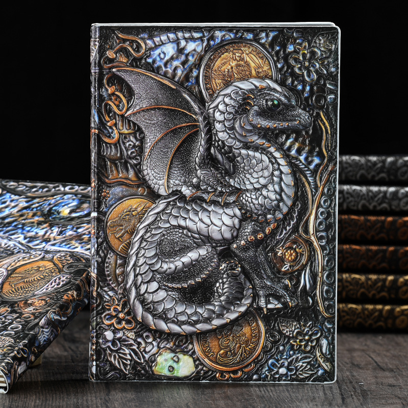 Exclusive for Cross-Border Factory Direct Sales Dinosaur Vintage Embossed Notebook