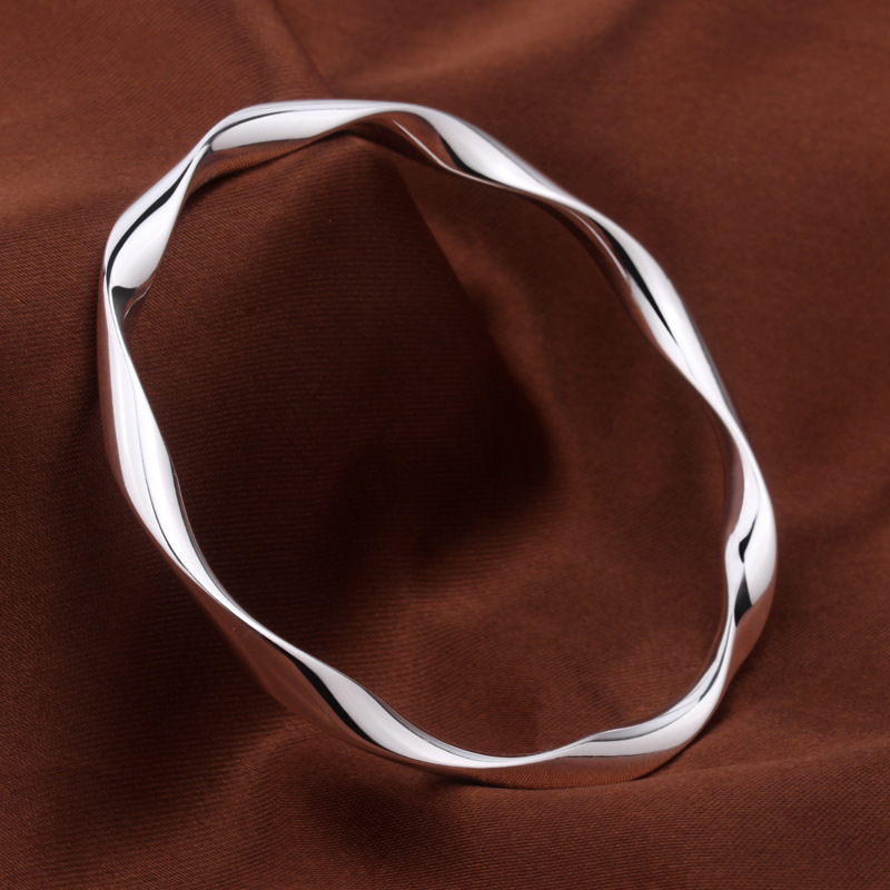 莫比乌斯环闭口 银手镯纯银999女 足银手镯 实心刻字 银饰品-阿里巴巴