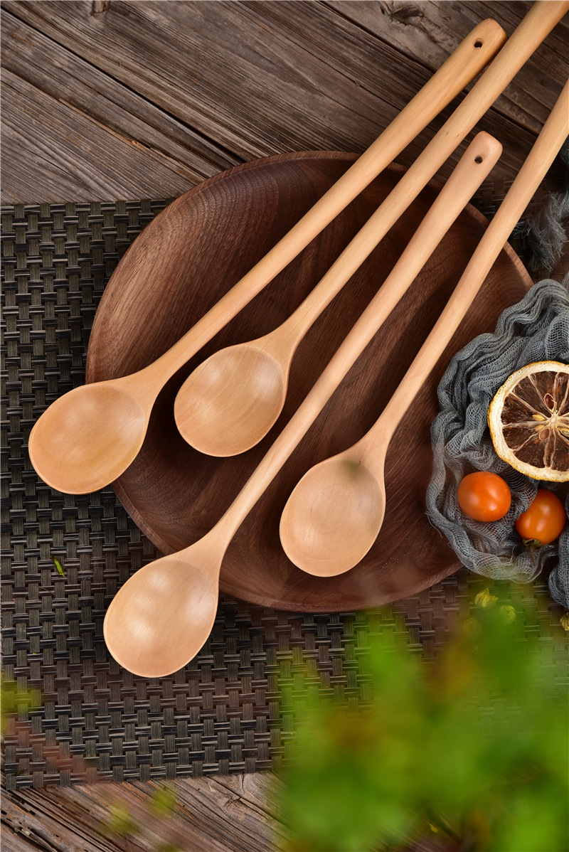 批发木勺子 长柄勺 搅拌勺 韩式加长料理勺调味勺 火锅勺木饭勺