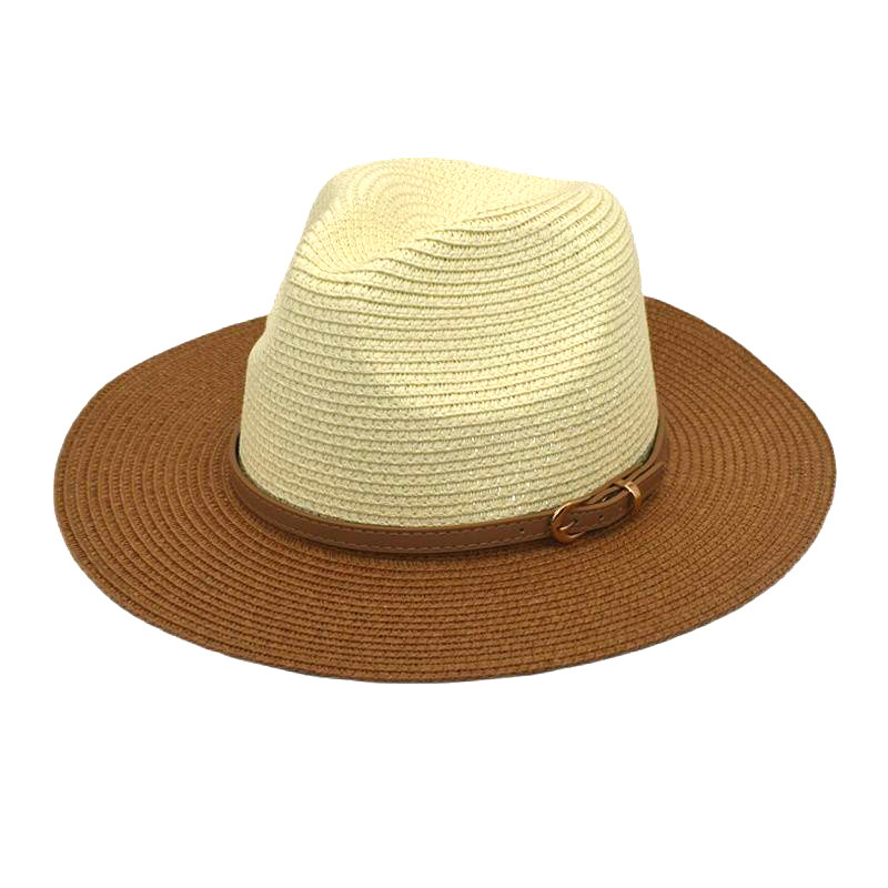 Baby Boy and Girl Summer New Dual-Color Patchwork Top Hat Straw Hat Amazon Outdoor Travel Sun Protection Sun Hat Female Hat