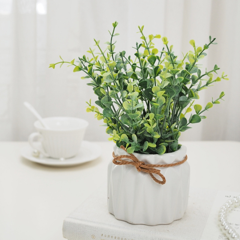 仿真尤加利植物套装 绿植假花小叶子装饰工艺品-阿里巴巴