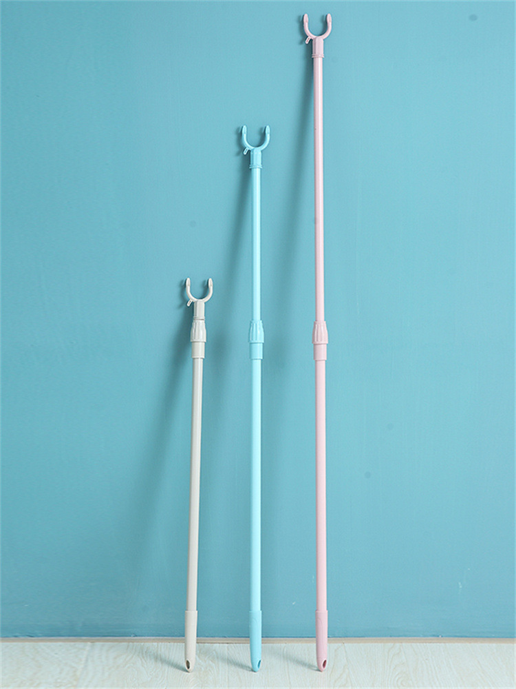 u^家用可伸缩取收衣叉挑挂晒晾衣杆塑料衣服撑杆叉棍叉子 蓝色撑