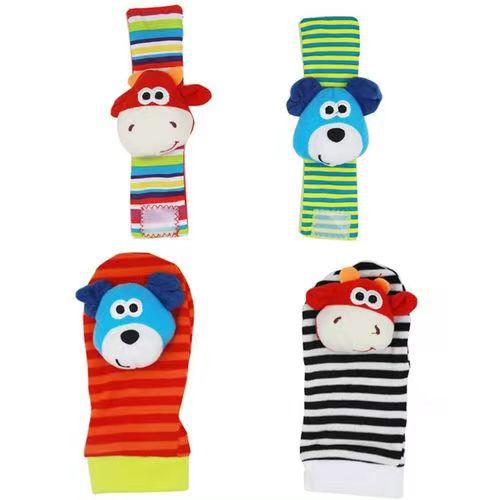 Newborn Infant Cartoon Animal Wrist Bell Bell Socks New Children's Wrist Strap Socks Set