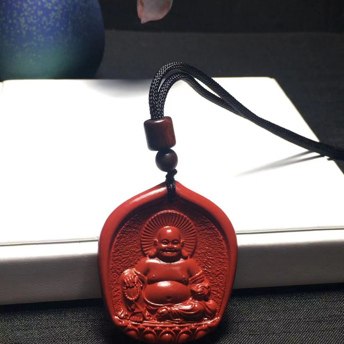 天然朱砂紫金砂吊坠新款佛光大肚佛吊坠项链情侣款佛公挂件-阿里巴巴