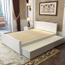 楼梯柜实木床1.8米现代简约白色储物抽米双人床儿童双层子母拖床