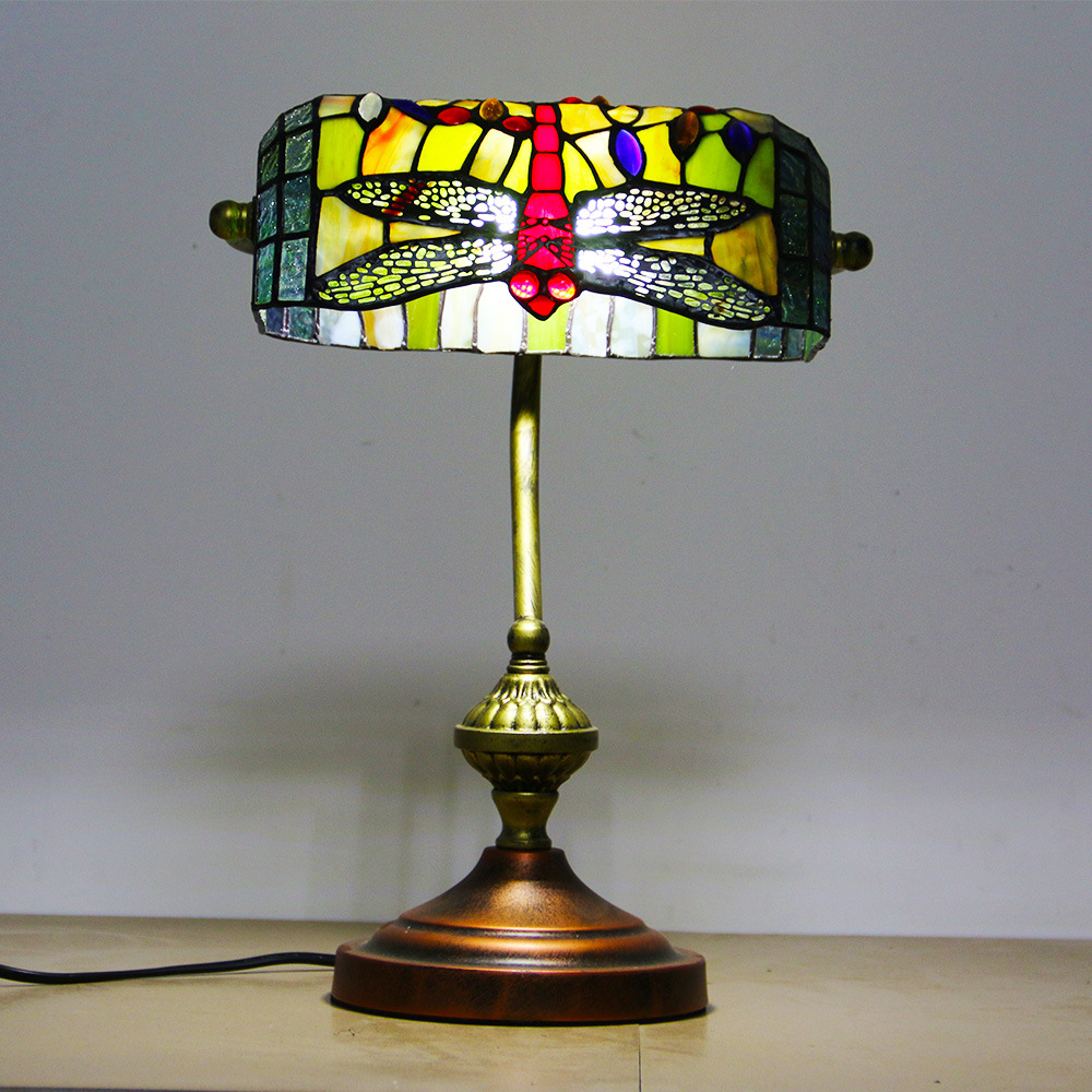 现代简约蒂芙尼蜻蜓床头台灯跨境新品巴洛克学生护眼灯羽毛球桌灯