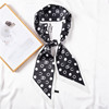 summer new pattern Silk scarf Silk like Silk scarf 2022 black and white Point Japan and South Korea Sweet printing Ribbon Hair band Scarf