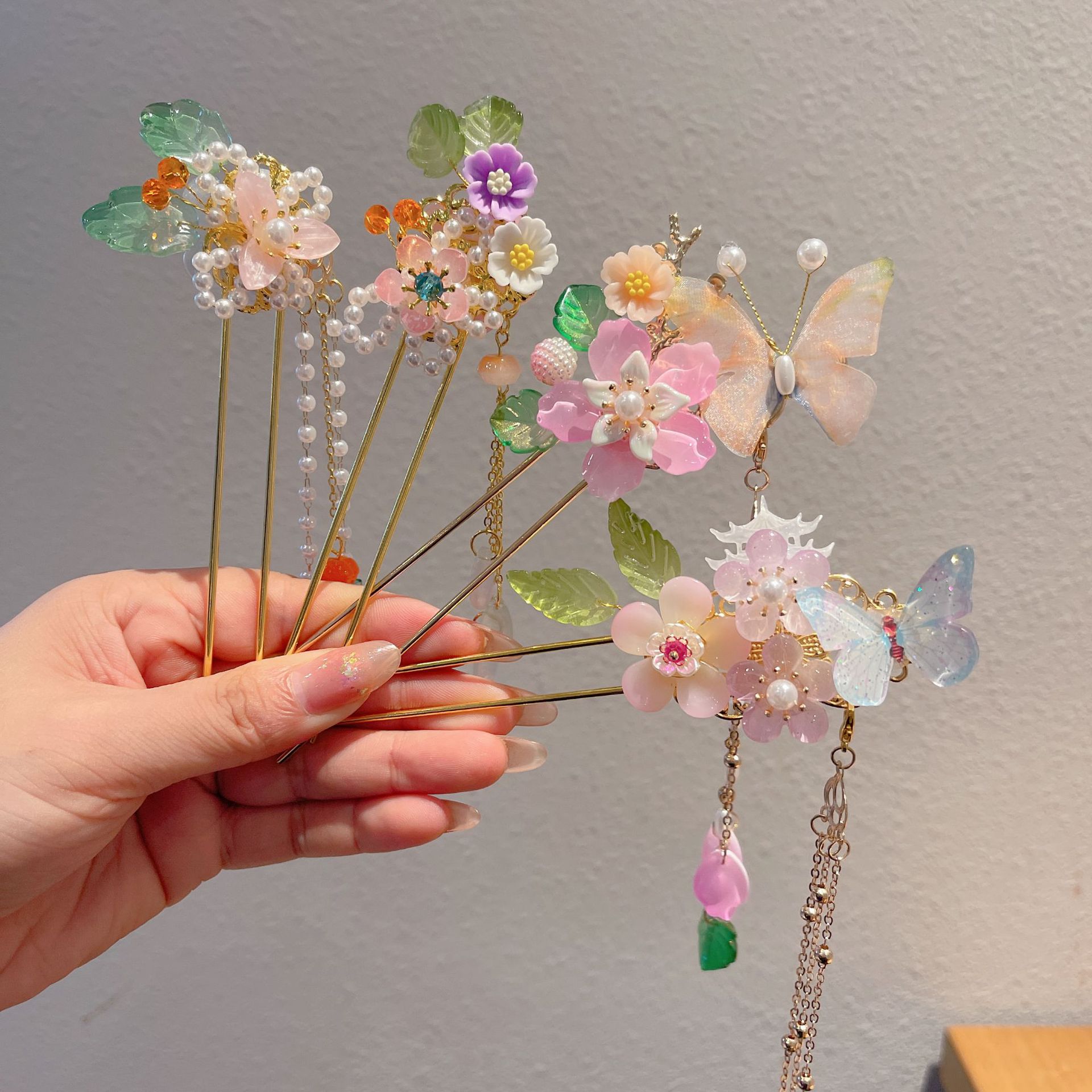 新款古风汉服旗袍发饰盘头发簪子国风女孩步摇头饰流苏发钗批发