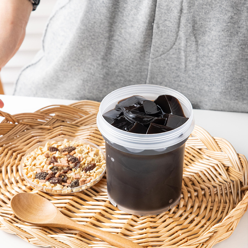 网红烧仙草杯罐子500ml 芋圆水果捞食品级冰淇淋打包盒带盖蛋糕罐