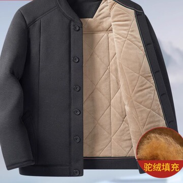 中老年人驼绒男小棉袄加绒加厚爸爸冬装外套内胆棉衣爷爷棉裤棉服