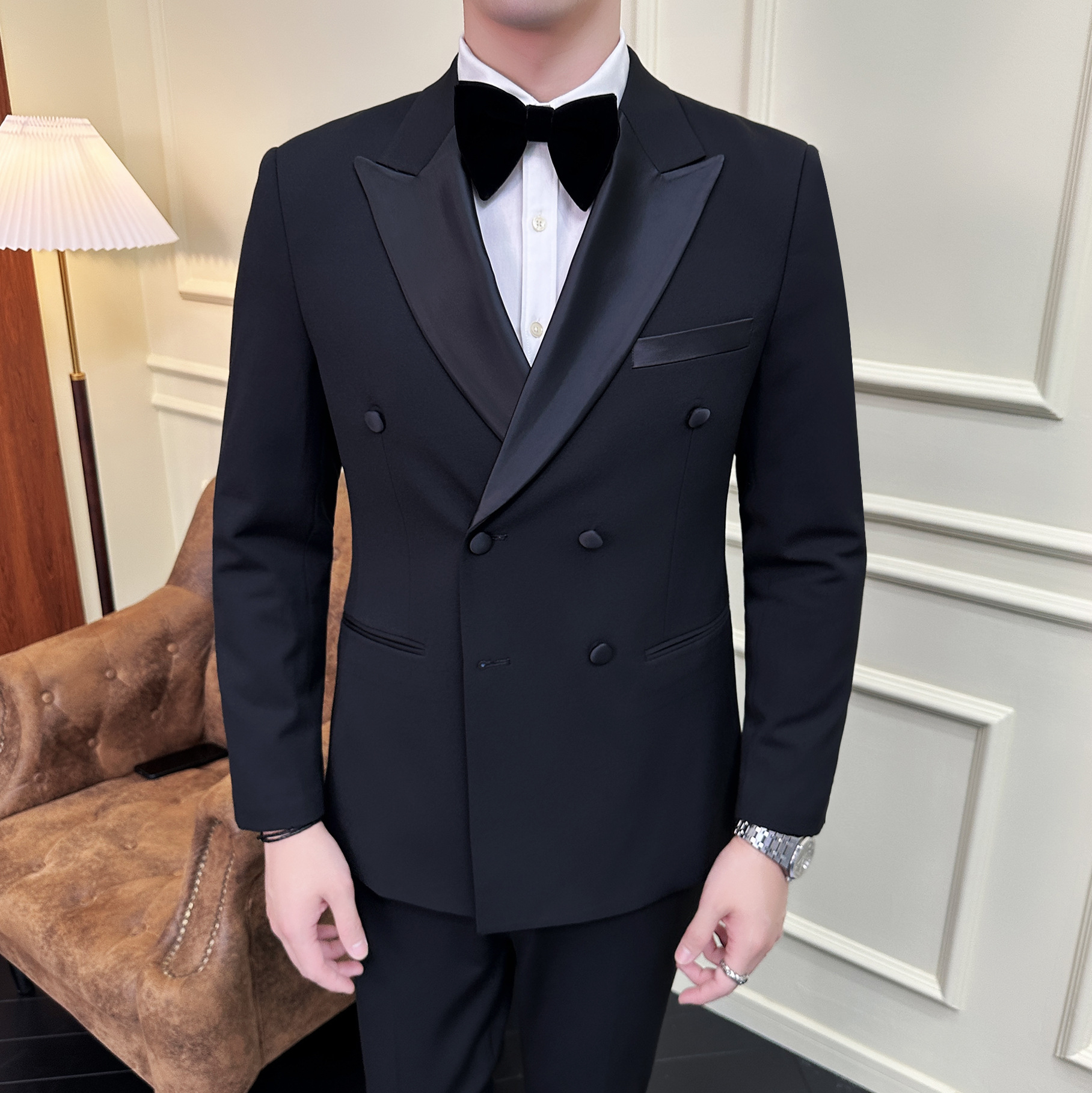 婚宴礼服双排扣西服套装 枪驳领套装 司仪西服 gd013/-阿里巴巴