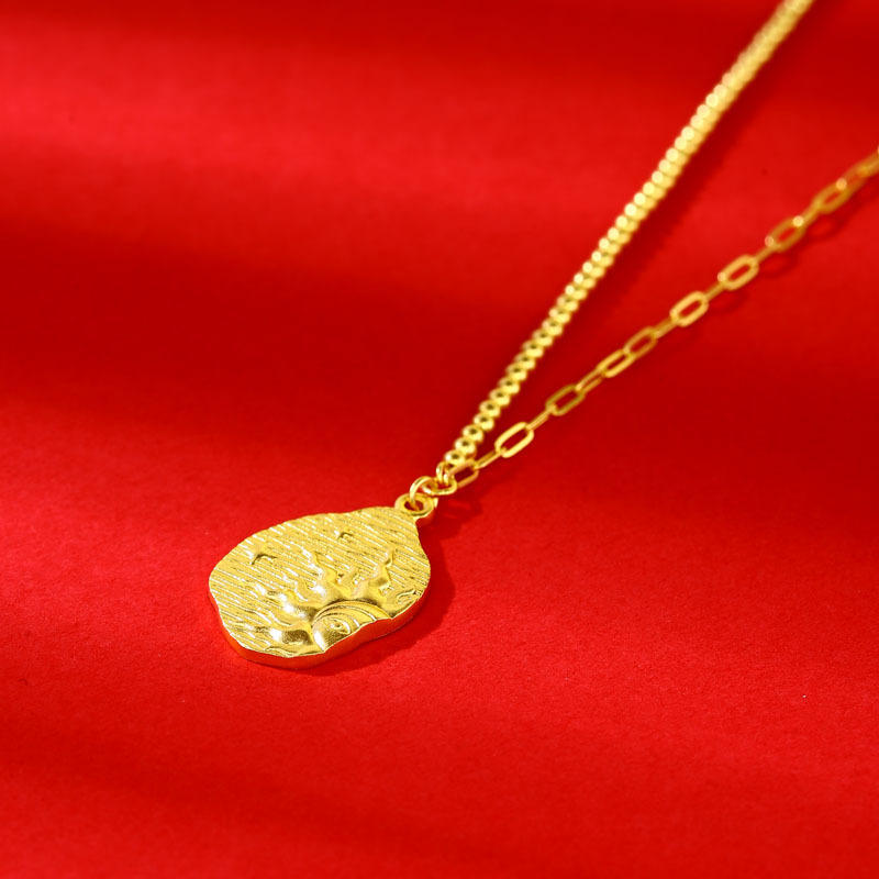 翠绿 黄金项链足金太阳牌风光珠鸳鸯链黄金项链黄金珠宝批发