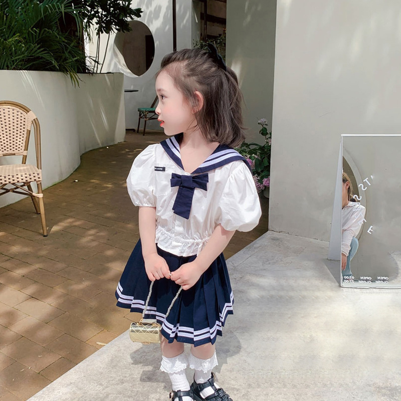 女童洋气幼儿园园服夏装新款jk学院风两件套装儿童宝宝水手服童装