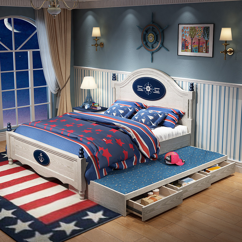 2米小孩床王子床青少年实木床儿童床男孩单人床